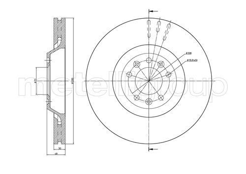 CIFAM 800-793C: Remschijf Ø: 330,0mm, Geventileerd, Ø: 330,0mm, Gelakt