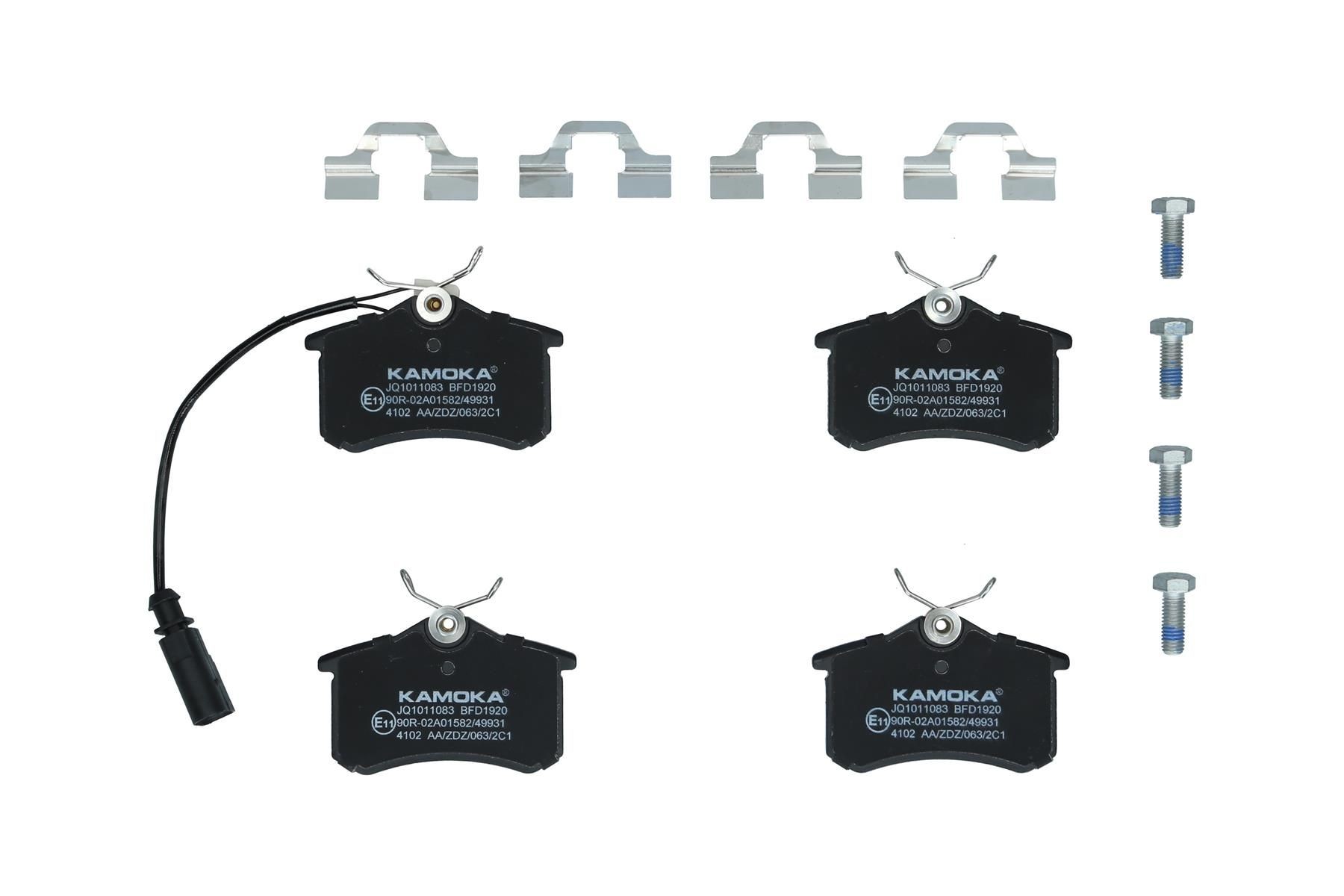 KAMOKA JQ1011083 Bremsbeläge Hinterachse, mit Zubehör
