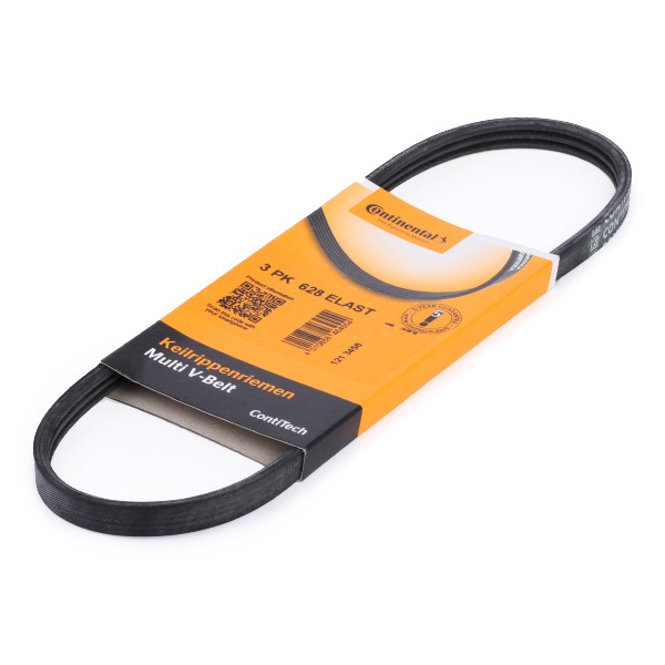 CONTITECH 3PK628 ELAST: Ozubený klínový řemen 628mm, Počet žeber: 3, Pro montáž je nutné speciální nářadí