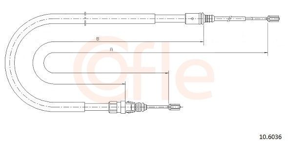 COFLE 10.6036: Vaijeri, seisontajarru Taakse, vasen, Taakse, oikea, 1905/1113mm, 1905/1113mm