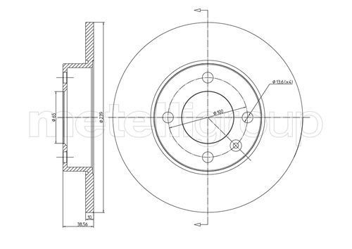 METELLI 23-0054: Bremžu diski Ø: 239mm, pilnīgi, Ø: 239mm