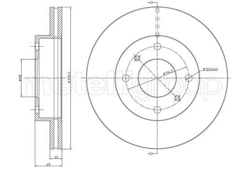 METELLI 23-0222: Disque de frein Ø: 243,0mm, plein, Ø: 243,0mm