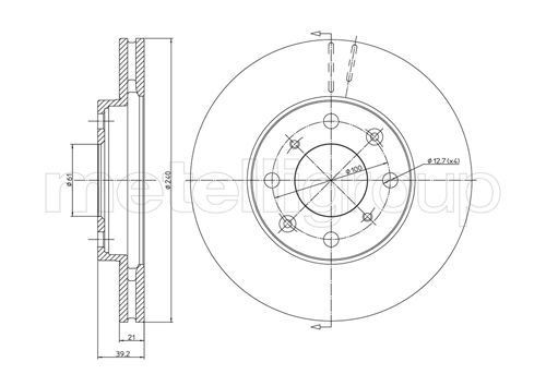 METELLI 23-0573: Bromsskiva Ø: 240mm, ventilerad, Ø: 240mm