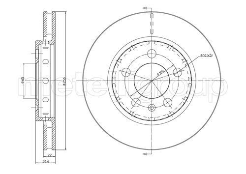 METELLI 23-0695C: Bremseskive Ø: 256mm, ventileret, Ø: 256mm, lakeret