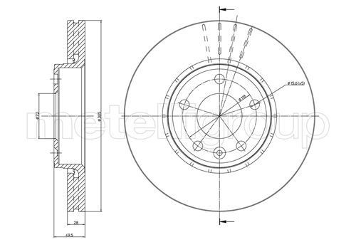 METELLI 23-0798: Bremžu diski Ø: 305,0mm, ventilējams, Ø: 305,0mm