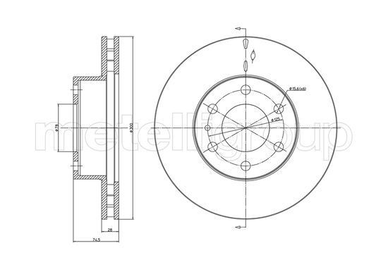 METELLI 23-0913C: Bremsscheibe Ø: 300,0mm, Belüftet, Ø: 300,0mm, lackiert
