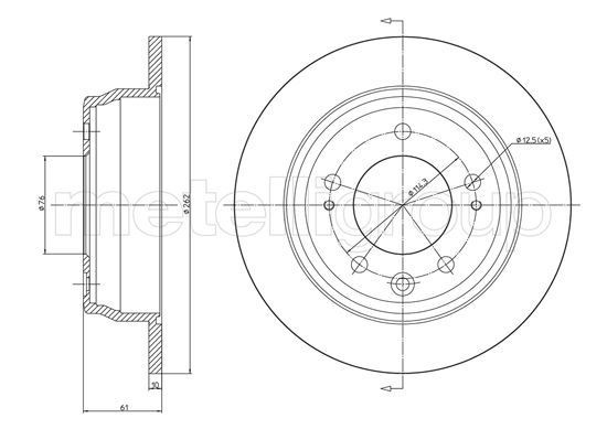METELLI 23-0928C: Bremžu diski Ø: 262,0mm, pilnīgi, Ø: 262,0mm, lakots