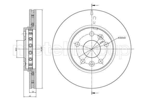 METELLI 23-1341C: Bromsskiva Ø: 280,0mm, ventilerad, Ø: 280,0mm, lackerad