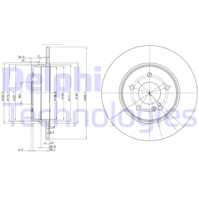DELPHI BG3239C: Bremsscheibe Ø: 290mm, voll, Ø: 290mm, beschichtet