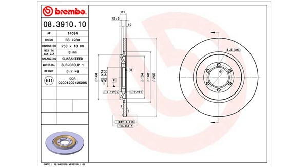 MAGNETI MARELLI 360406009700: Jarrulevy Ø: 250mm, täysi, Ø: 250mm