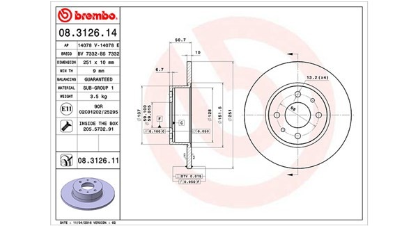 MAGNETI MARELLI 360406021000: Bremsscheibe Ø: 251mm, voll, Ø: 251mm, mit Schrauben