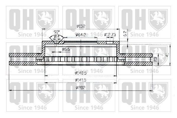 QUINTON HAZELL BDC4374: Bromsskiva Ø: 282mm, ventilerad, Ø: 282mm