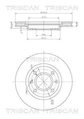 TRISCAN 8120 10102C: Féktárcsa Ø: 247mm, Szellőztetett, Ø: 247mm, bevonatolt COATED
