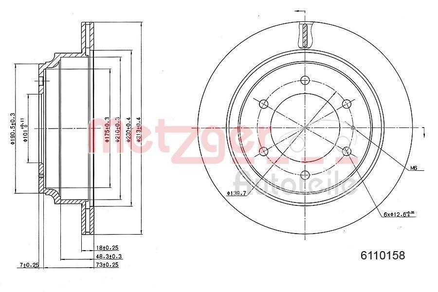METZGER 6110158: Bromsskiva Bakaxel, Ø: 313mm, ventilerad invändigt, Ø: 313mm, lackerad, Korsslipning