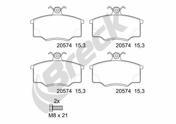 BRECK 20574 00 701 00: Bremžu kluči ar bremžu suportu skrūvēm