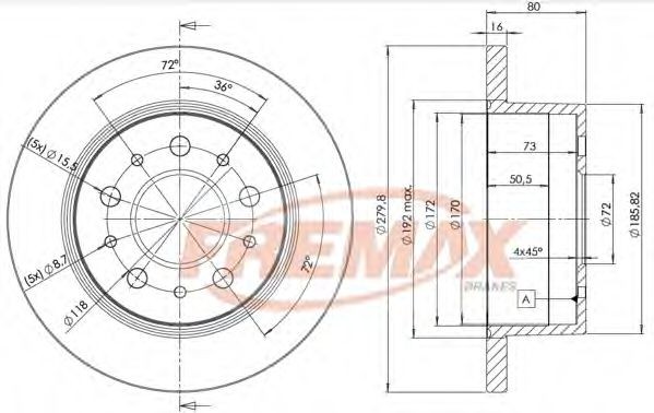 FREMAX BD-5623: Remschijf Ø: 280mm, volledig