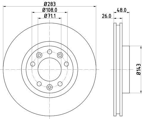 MINTEX MDC2600: Remschijf Ø: 283mm, interne ventilatie, Ø: 283mm, Zonder wielnaaf, Zonder wiellager, Zonder wielbevestigingsbout