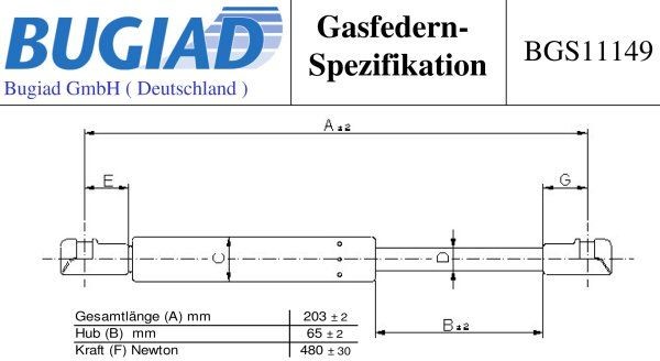 BUGIAD BGS11149: Sprężyna gazowa, pokrywa bagażnika