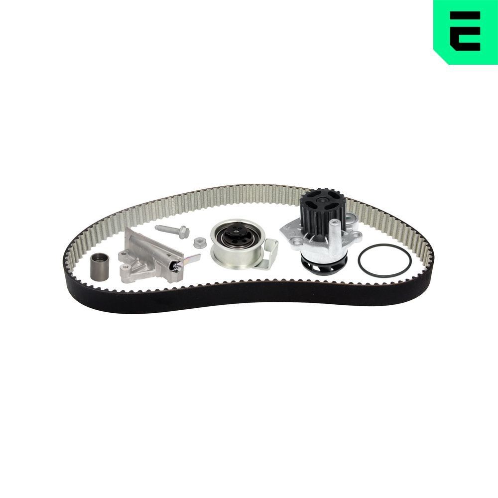 OPTIMAL SK-1604AQ1: Kit cinghia distribuzione, pompa acqua N° denti: 117, Largh.: 30mm, con ammortizzatore serraggio, Rullo tenditore