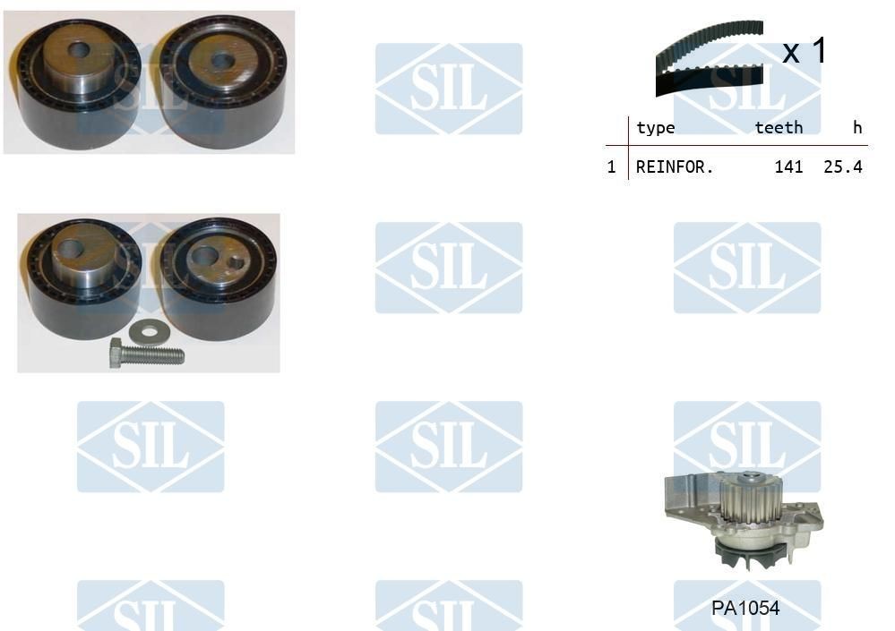 Saleri SIL K1PA1054: Bomba de agua + kit de correa de distribución Núm. dientes: 141, Ancho: 25,4mm, con correa