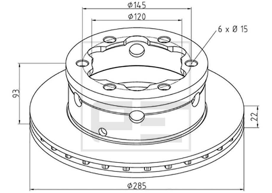 PETERS ENNEPETAL 016.667-00A: Bromsskiva Bak, Ø: 285mm, ventilerad invändigt, Ø: 285mm