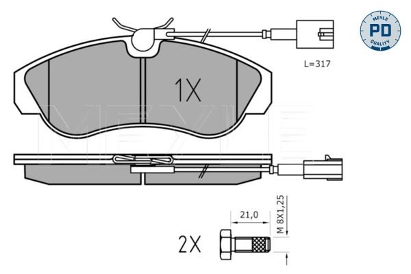 MEYLE 025 236 0319/PD: Remblokken Vooras, Met anti-kreukplaat, MEYLE-PD Quality