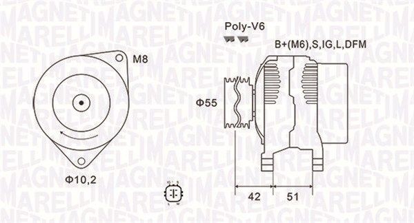 MAGNETI MARELLI 063732126010: Alternator 100A