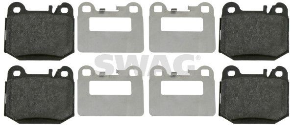 SWAG 10 91 6437: Bremseklodser bagaksel, med anti-knirke-plade, med befæstelsesmateriale