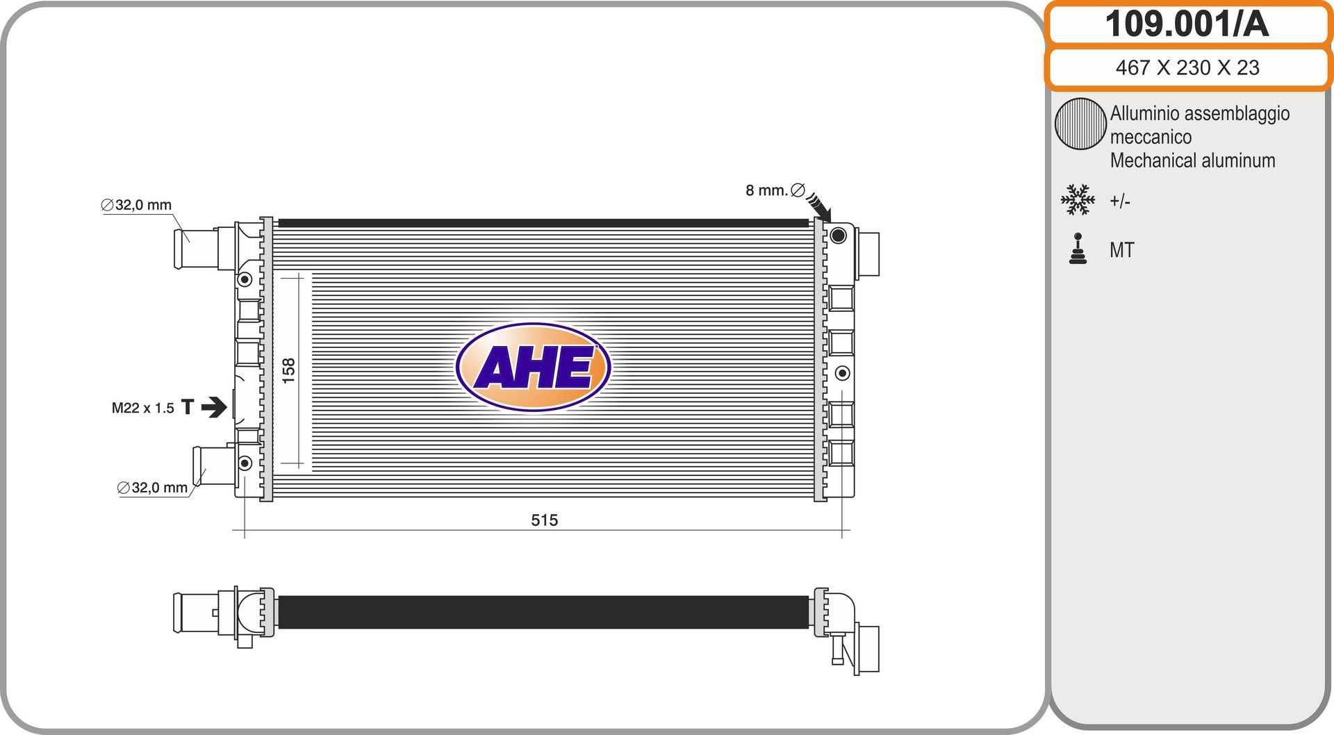 AHE 109.001/A: Radiateur du moteur