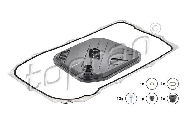 TOPRAN 116 161: Kit filtro idraulico, Cambio automatico con guarnizioni, con vite spurgo olio, con filtro, con bulloni/viti, con anello tenuta