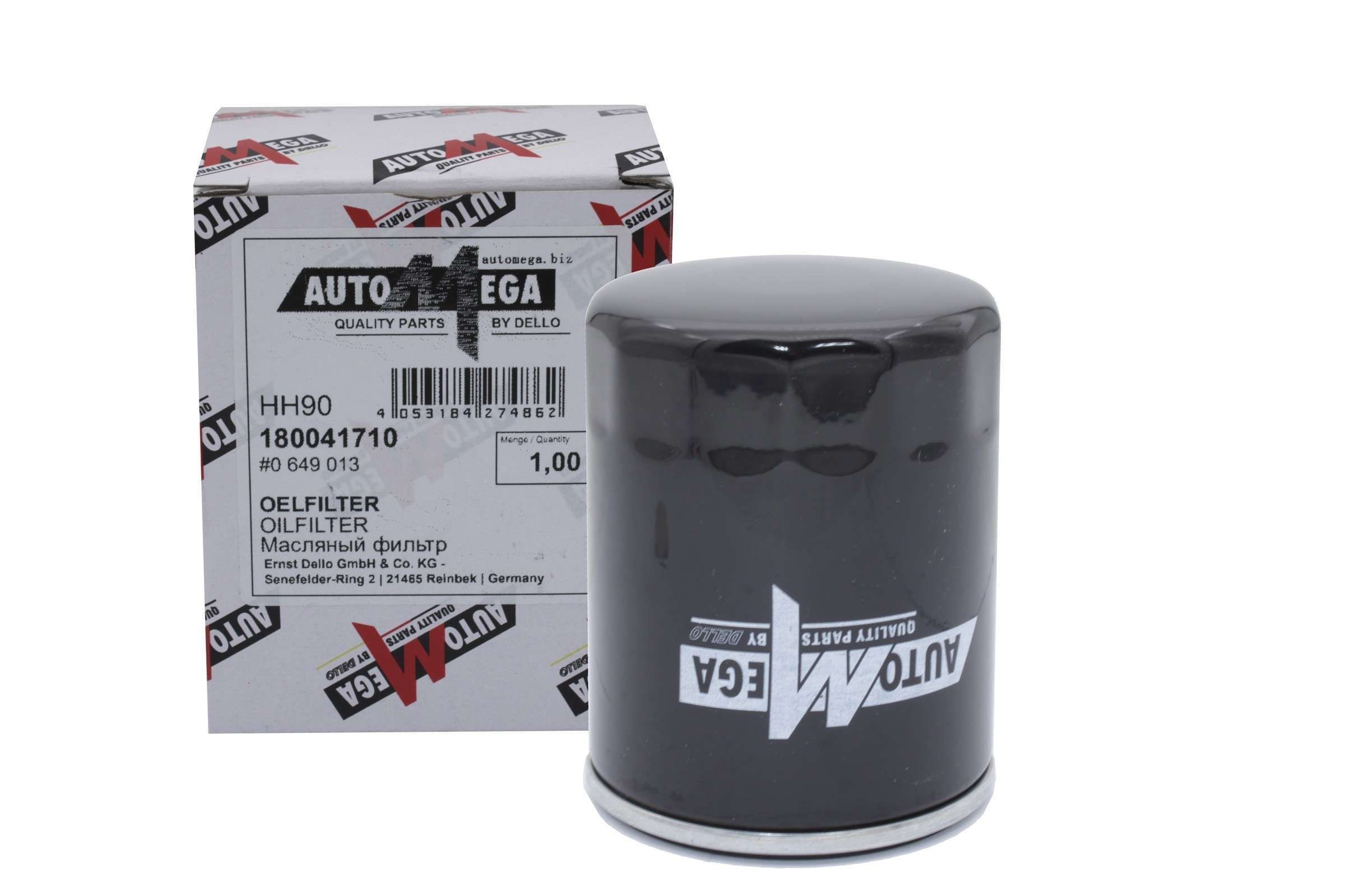 AUTOMEGA 180041710: Eļļas filtrs ar atgriezējvārstu