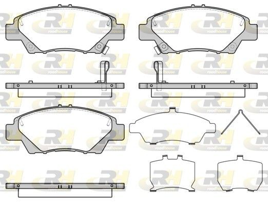 ROADHOUSE 21358.42: Bromsbelägg framaxel, med tillbehör, med fjäder, med limfolie