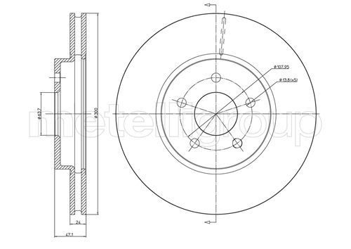 METELLI 23-0684C: Bremžu diski Ø: 300,0mm, ventilējams, Ø: 300,0mm, lakots