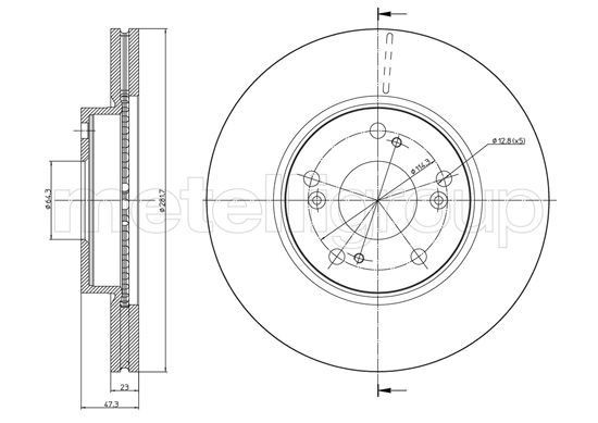 METELLI 23-0932C: Bremsscheibe Ø: 282,0mm, Belüftet, Ø: 282,0mm, lackiert