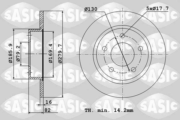 SASIC 2464Z34J: Piduriketas Tagasild, Ø: 280mm, täis, Ø: 280mm