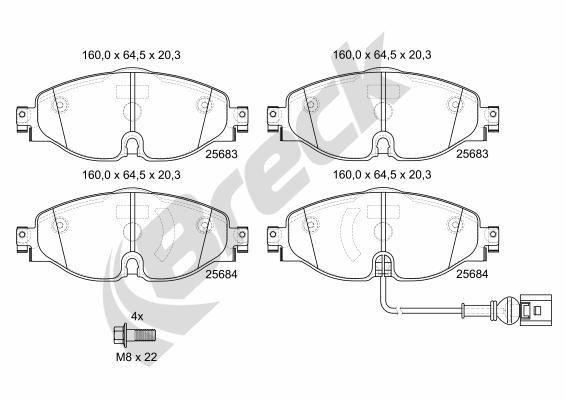 BRECK 25683 00 701 00: Bremžu kluči ar bremžu suportu skrūvēm