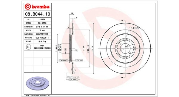 MAGNETI MARELLI 360406111000: Jarrulevy Ø: 278mm, täysi, Ø: 278mm, Ei pinnoitetta