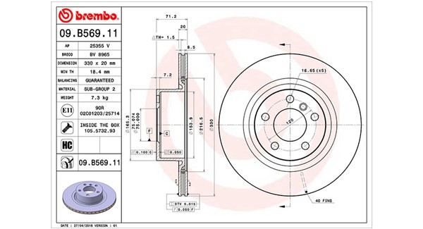 MAGNETI MARELLI 360406122901: Féktárcsa Ø: 330mm, belső hűtésű, Ø: 330mm, UV-lakk-réteggel, csavarokkal