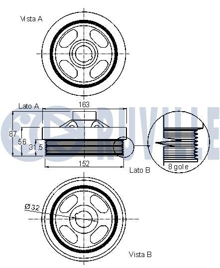 RUVILLE 55355801: Pompa apa + Set curea transmisie cu caneluri
