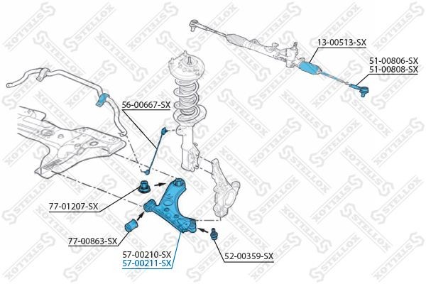 STELLOX 57-00211-SX: Tukivarsi Alla, Etuakseli, oikea