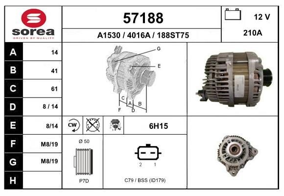 EAI 57188: Alternador 210A, com regulador integrado