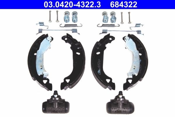 ATE 03.0420-4322.3: Juego de zapatas de frenos con cilindro de freno de rueda, con accesorios Original Kit