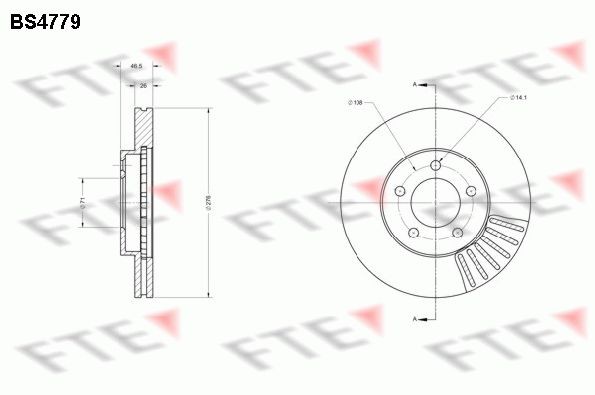 FTE BS4779: Disco de freno Ø: 276mm, ventilación interna, Ø: 276mm