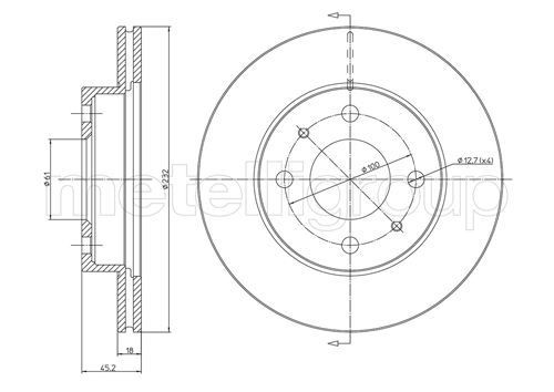 METELLI 23-0457: Disco de freno Ø: 232mm, ventilado, Ø: 232mm