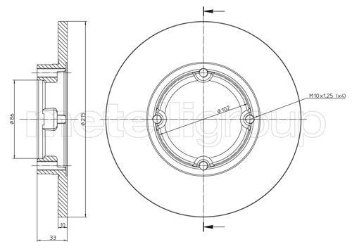 METELLI 23-0756: Disco de freno Ø: 215mm, macizo, Ø: 215mm