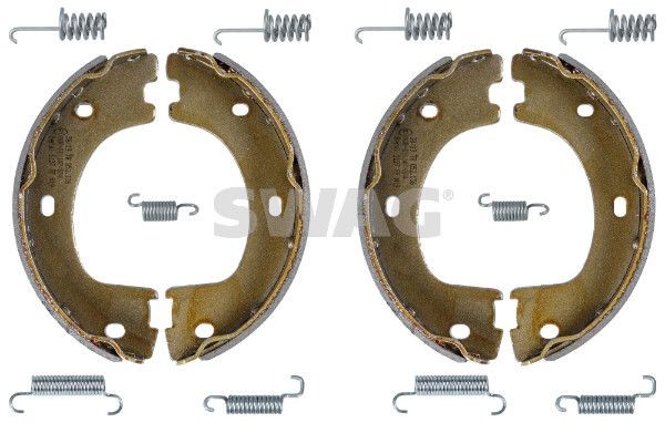 SWAG 10 93 4314: Stabdžių trinkelių komplektas galinė ašis, 174mm, su papildoma / tvirtinimo medžiaga