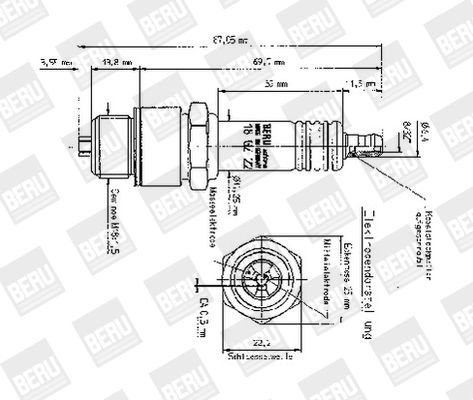 BERU Z182: Sytytystulppa Avainväli: 22,2 mm Industrial