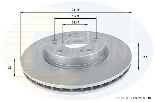 COMLINE ADC0553V: Bromsskiva Platinum Plus Ø: 282mm, ventilerad invändigt, Ø: 282mm, belagd