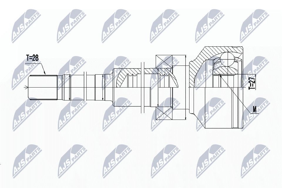 NTY NPW-VV-097: Kit de tête de cardan Essieu avant droit