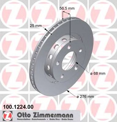 ZIMMERMANN 100.1224.00: Bromsskiva Ø: 276mm, externt ventilerad, Ø: 276mm